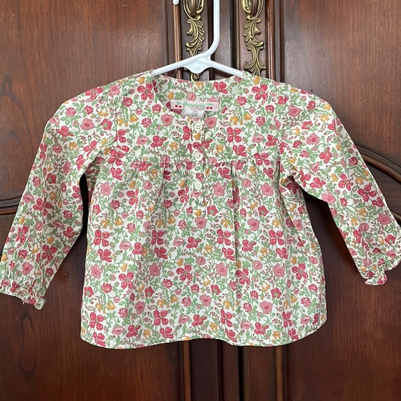 Girls BONPOINT Girls Long Sleeve Floral Top 12M VGUC - Picture 1 of 4